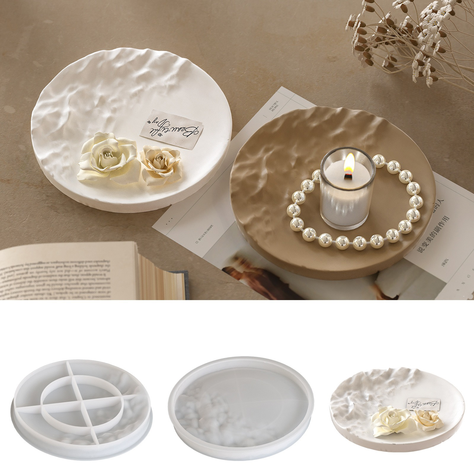 Resin Ocean Wave Mold - INS Irregular Ripple Large Circular Tray