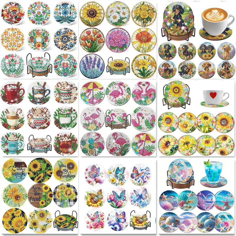 Resin Craft Kit - 8-piece set/Diamond painting coaster set with