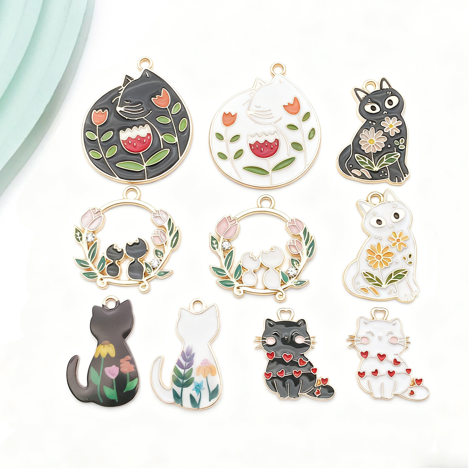 Resin Craft Material - 5/10pcs Resin Popular Cat Charms Set