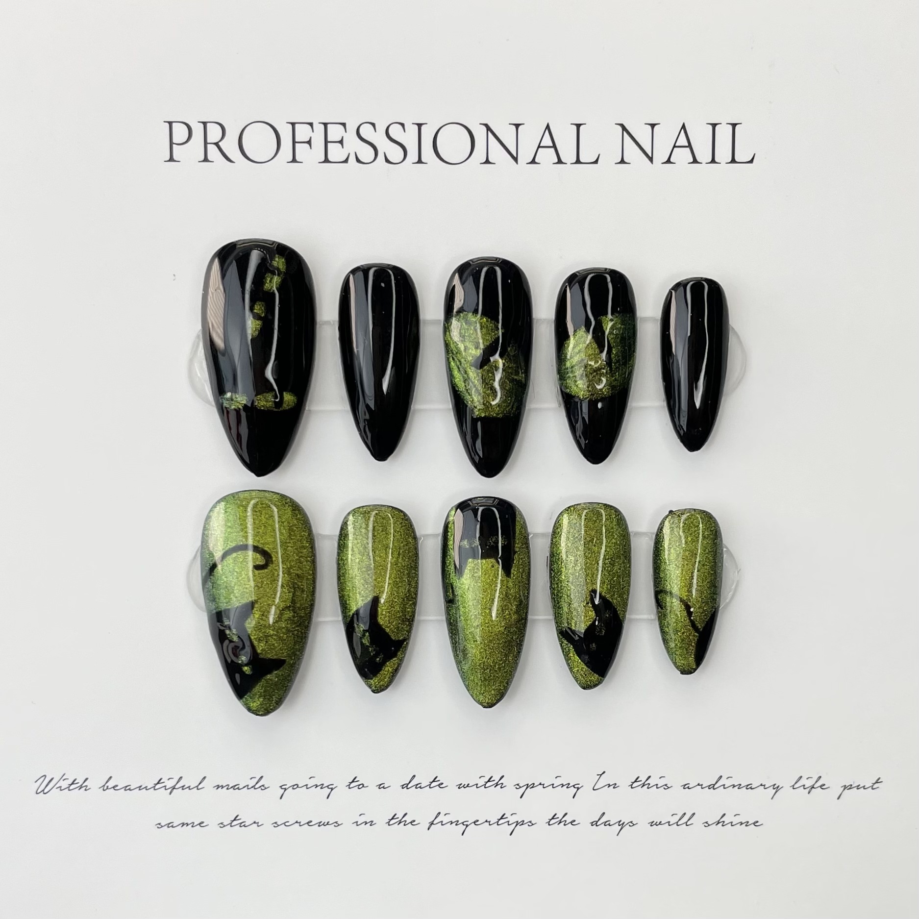 Resin Glitter Pack - 10pcs Handmade Press On Nails Almond