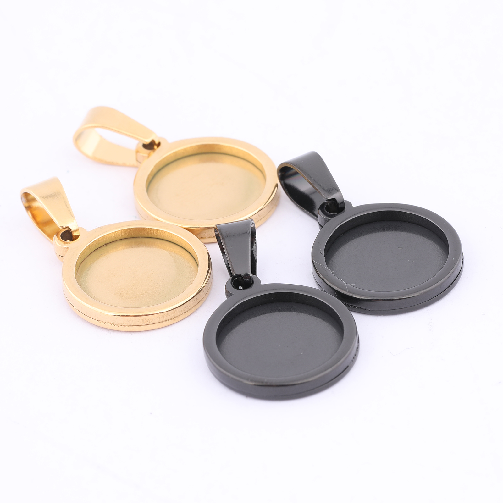 10pcs Gold Plated Black 12mm R - Bezels Set Pendant บทวิจารณ์และราคา