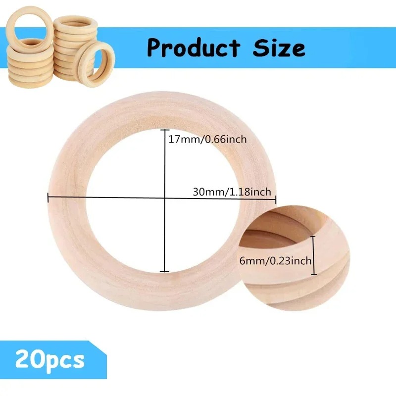 20pcs 30mm Unfinished Smooth W - Wood Ring Blank บทวิจารณ์และราคา