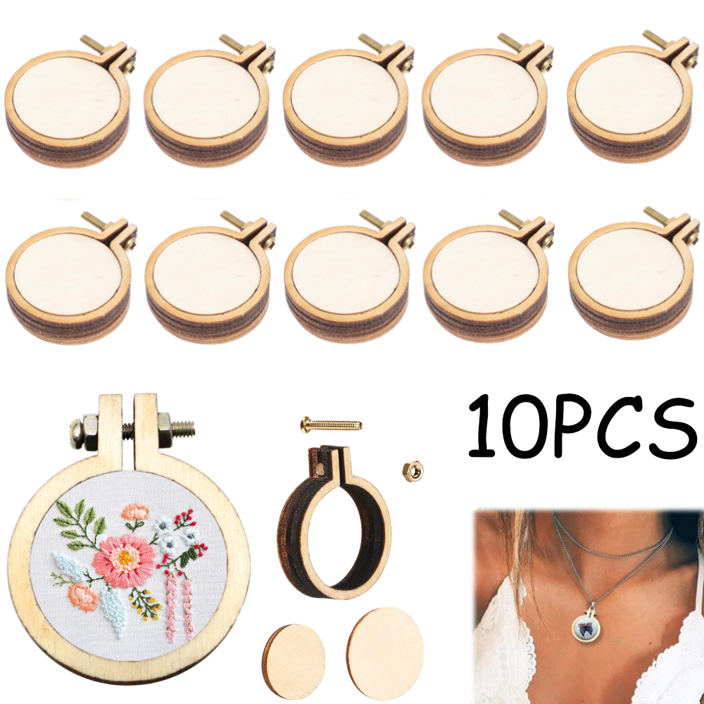 10Pcs/Set Wooden Mini Embroide - Wood Ring Blank บทวิจารณ์และราคา