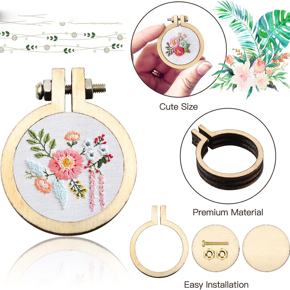10Pcs/Set Wooden Mini Embroide - Wood Ring Blank บทวิจารณ์และราคา