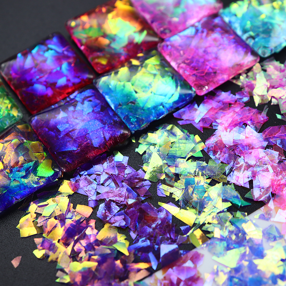 12 Grids/Box Iridescent Glitte - Gold Foil Flakes บทวิจารณ์และราคา