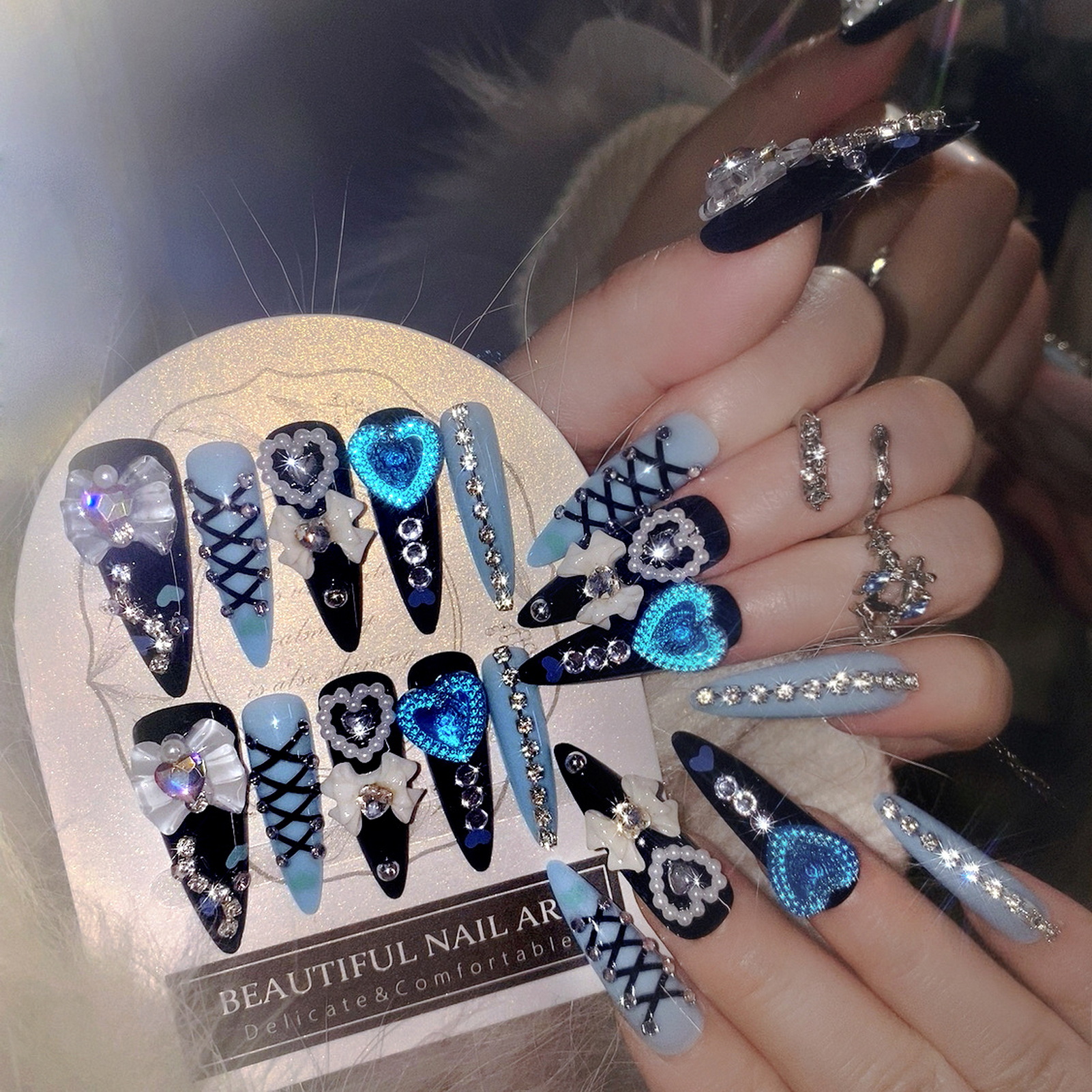 24pcs 3D Bow Decor False Nails - Resin Craft Material บทวิจารณ์และราคา