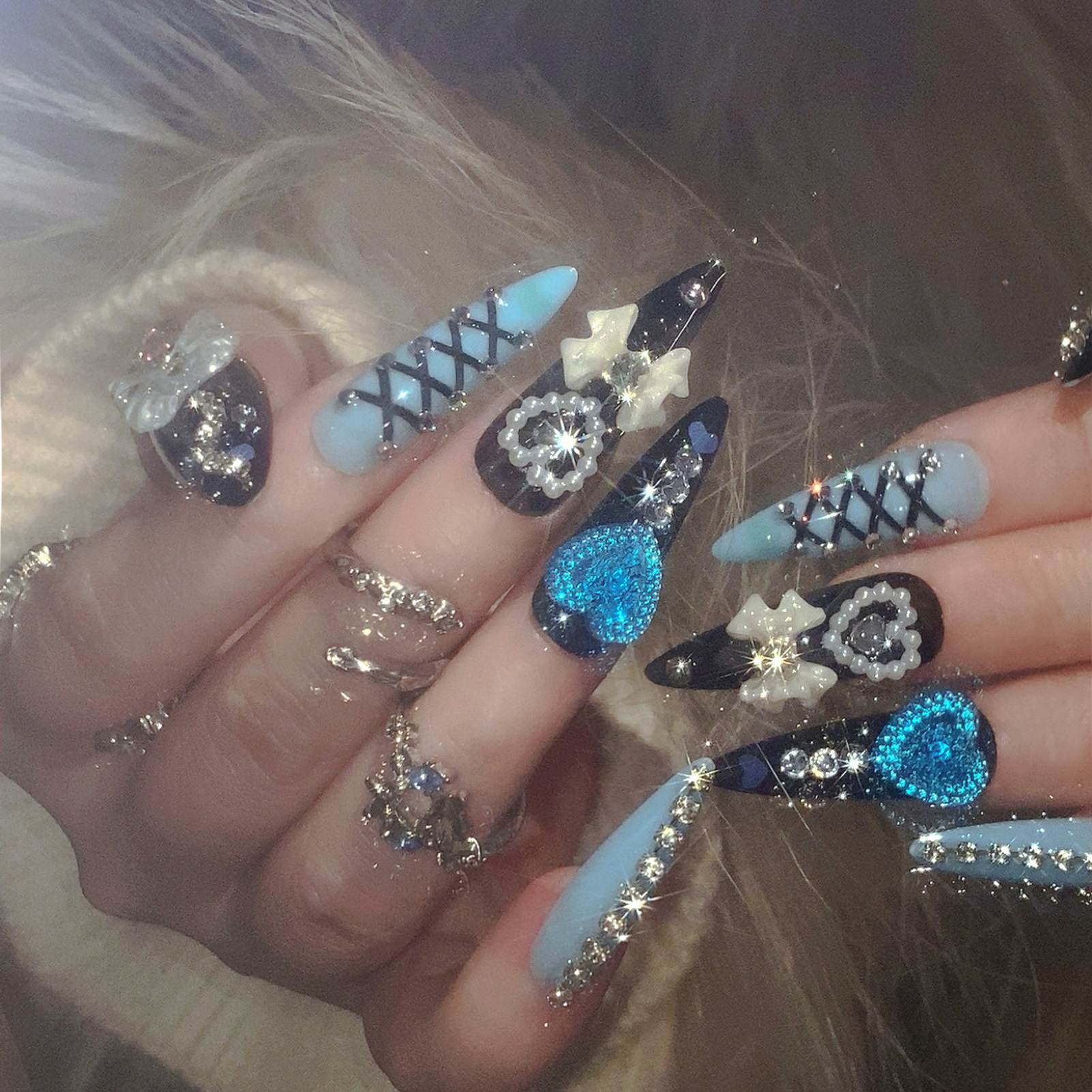 24pcs 3D Bow Decor False Nails - Resin Craft Material บทวิจารณ์และราคา