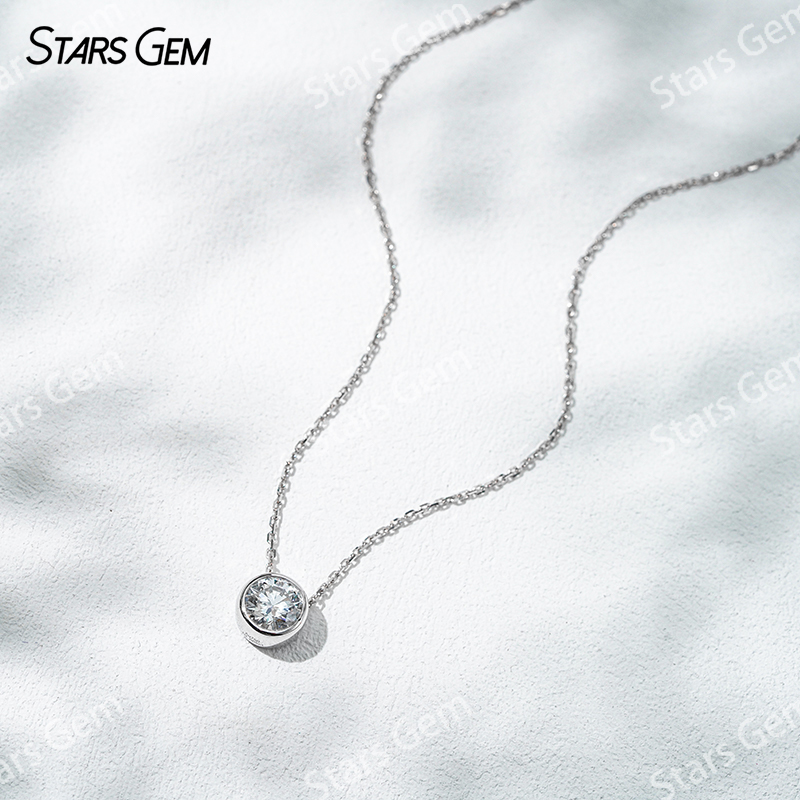 18K Gold 6.4mm 1.0ct Round Bri - Bezels Set Pendant บทวิจารณ์และราคา