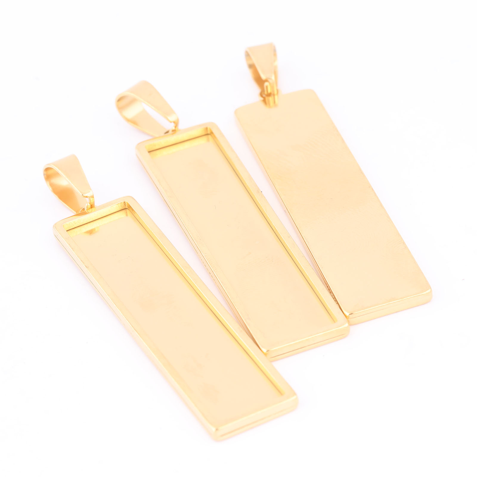 5pcs Stainless Steel Gold Plat - Bezels Set Pendant บทวิจารณ์และราคา
