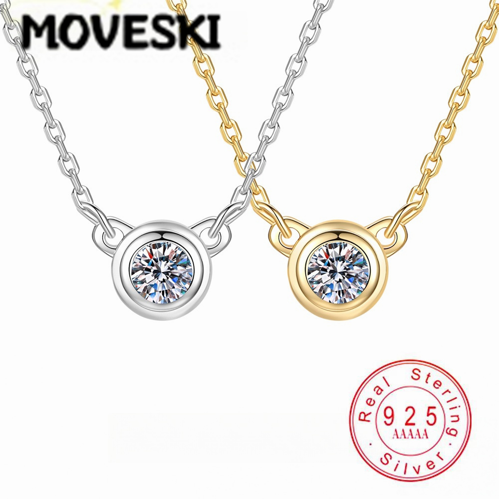 S925 Sterling Silver Moissanit - Bezels Set Pendant บทวิจารณ์และราคา
