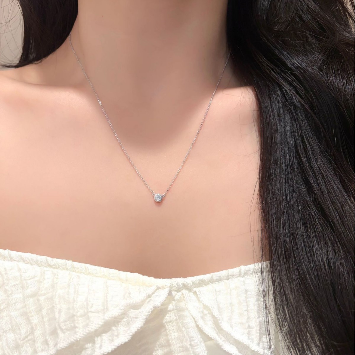 S925 Sterling Silver Moissanit - Bezels Set Pendant บทวิจารณ์และราคา