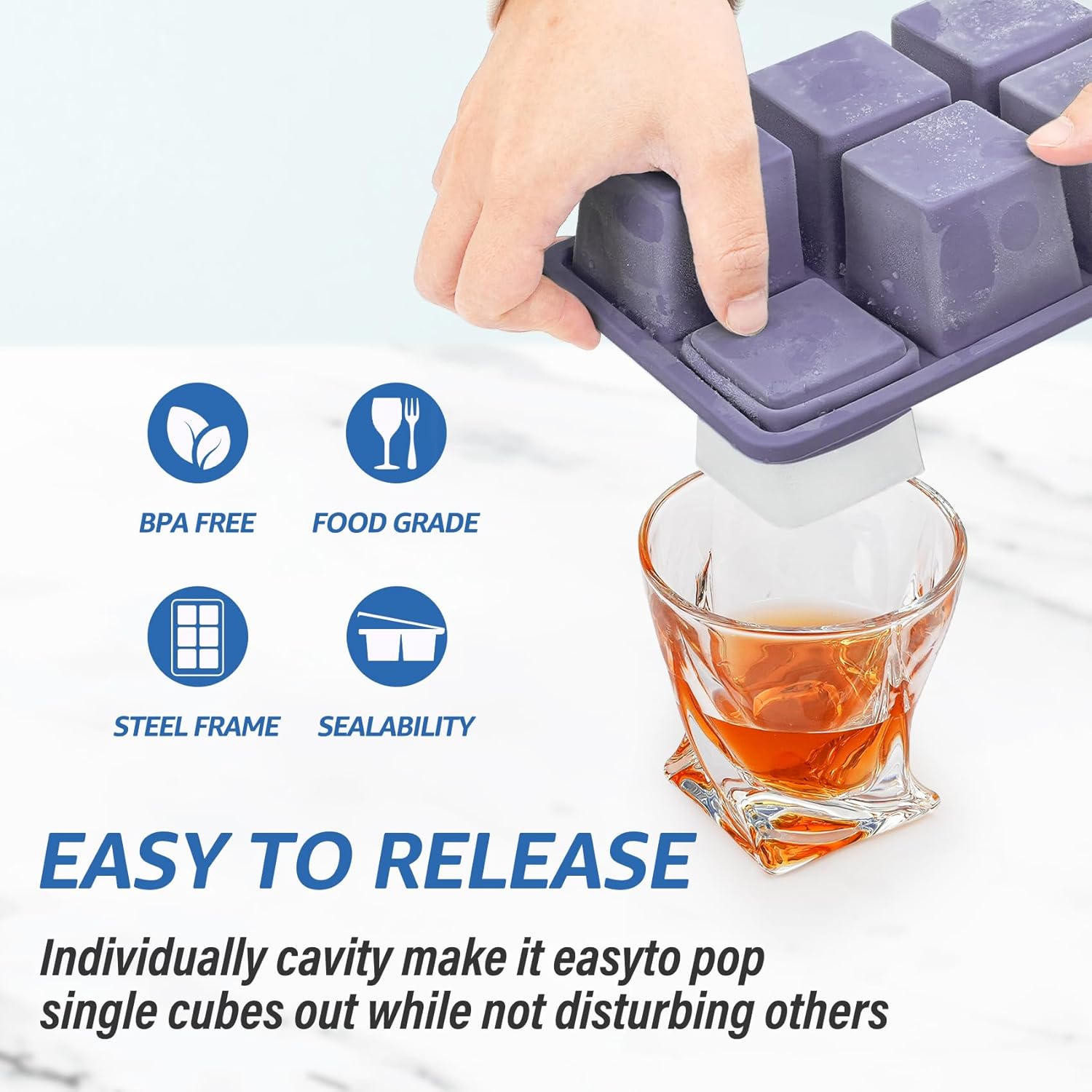 2pack Large Silicone Ice Cube  - Silicone Mold Tray บทวิจารณ์และราคา