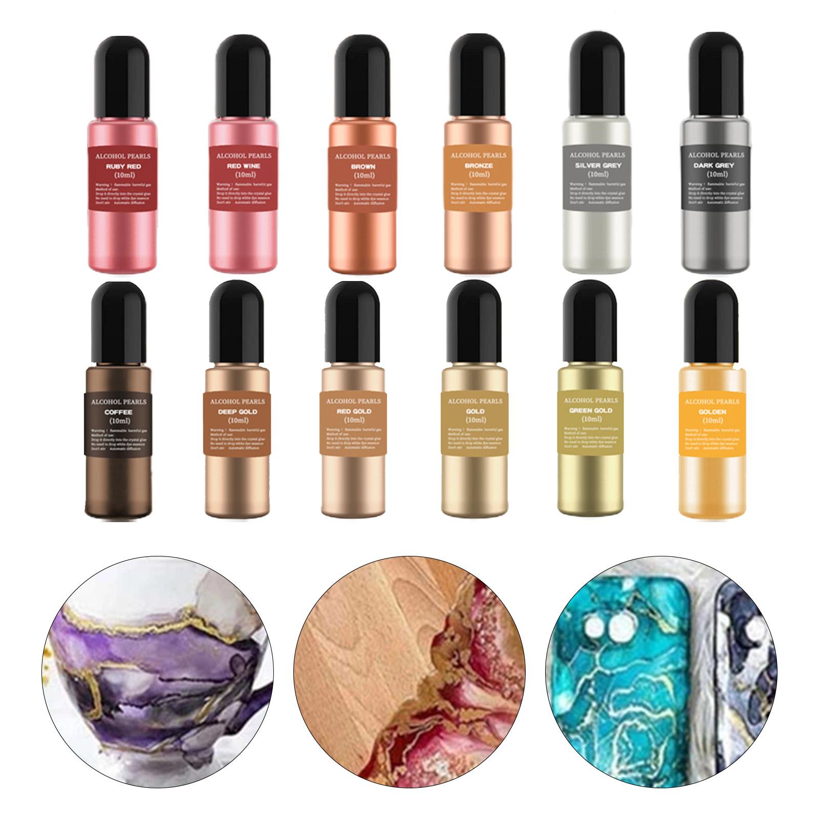 12 Bottles Metallic Alcohol In - Resin Dye Alcohol บทวิจารณ์และราคา