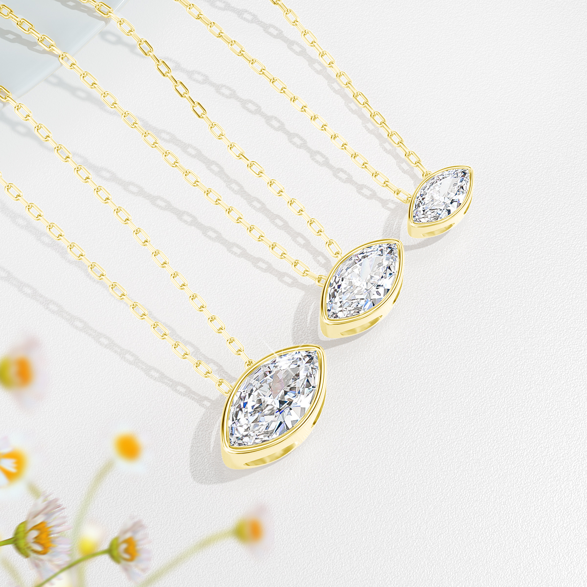 14K Gold Filled Bezel Set Marq - Bezels Set Pendant บทวิจารณ์และราคา