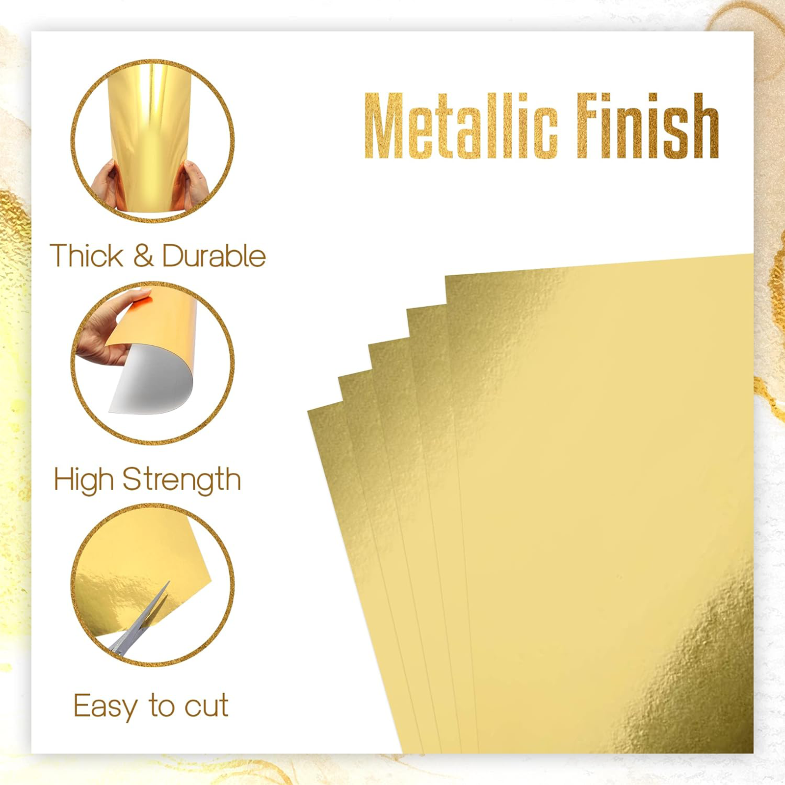 10 Sheets A4 Size Metallic Gol - Gold Foil Flakes บทวิจารณ์และราคา