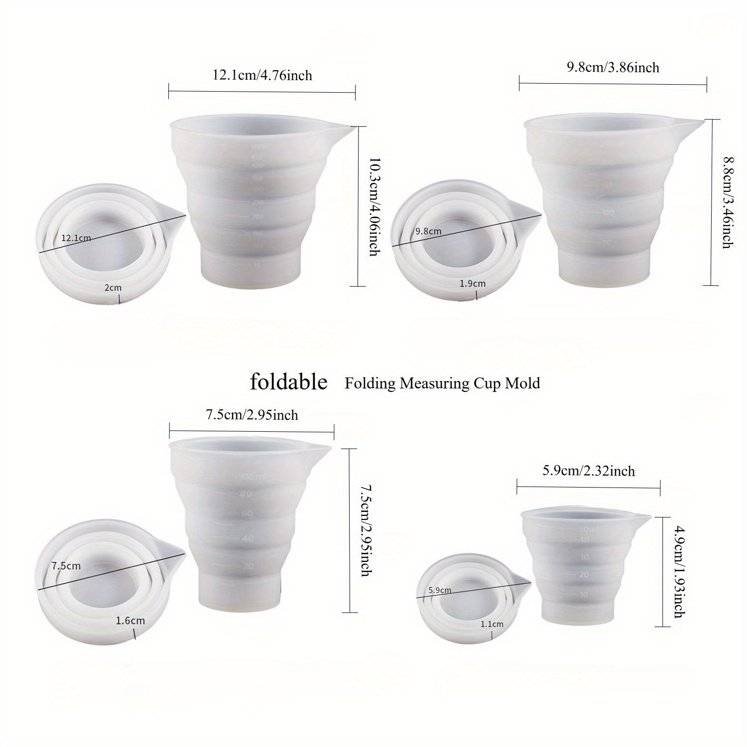 50-500ml Foldable Silicone Mea - Mixing Cup Silicone บทวิจารณ์และราคา
