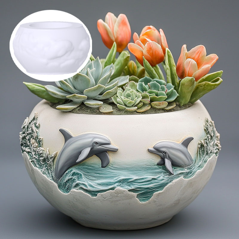 Couple dolphin relief succulen - Resin Ocean Wave Mold บทวิจารณ์และราคา