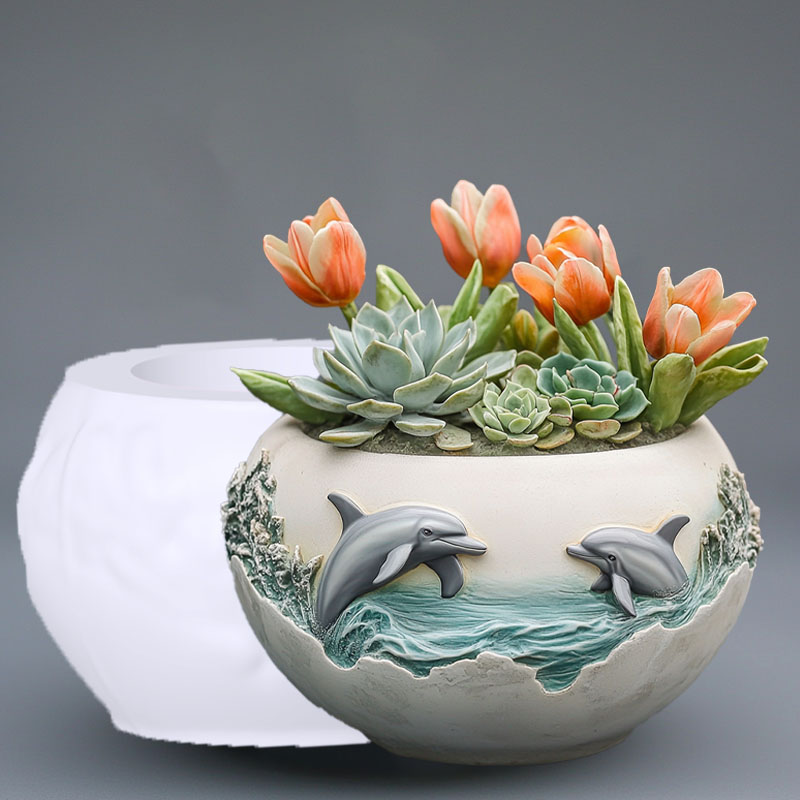Couple dolphin relief succulen - Resin Ocean Wave Mold บทวิจารณ์และราคา