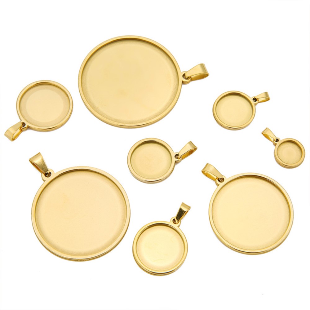 5Pcs/Lot Stainless Steel Round - Bezels Set Pendant บทวิจารณ์และราคา