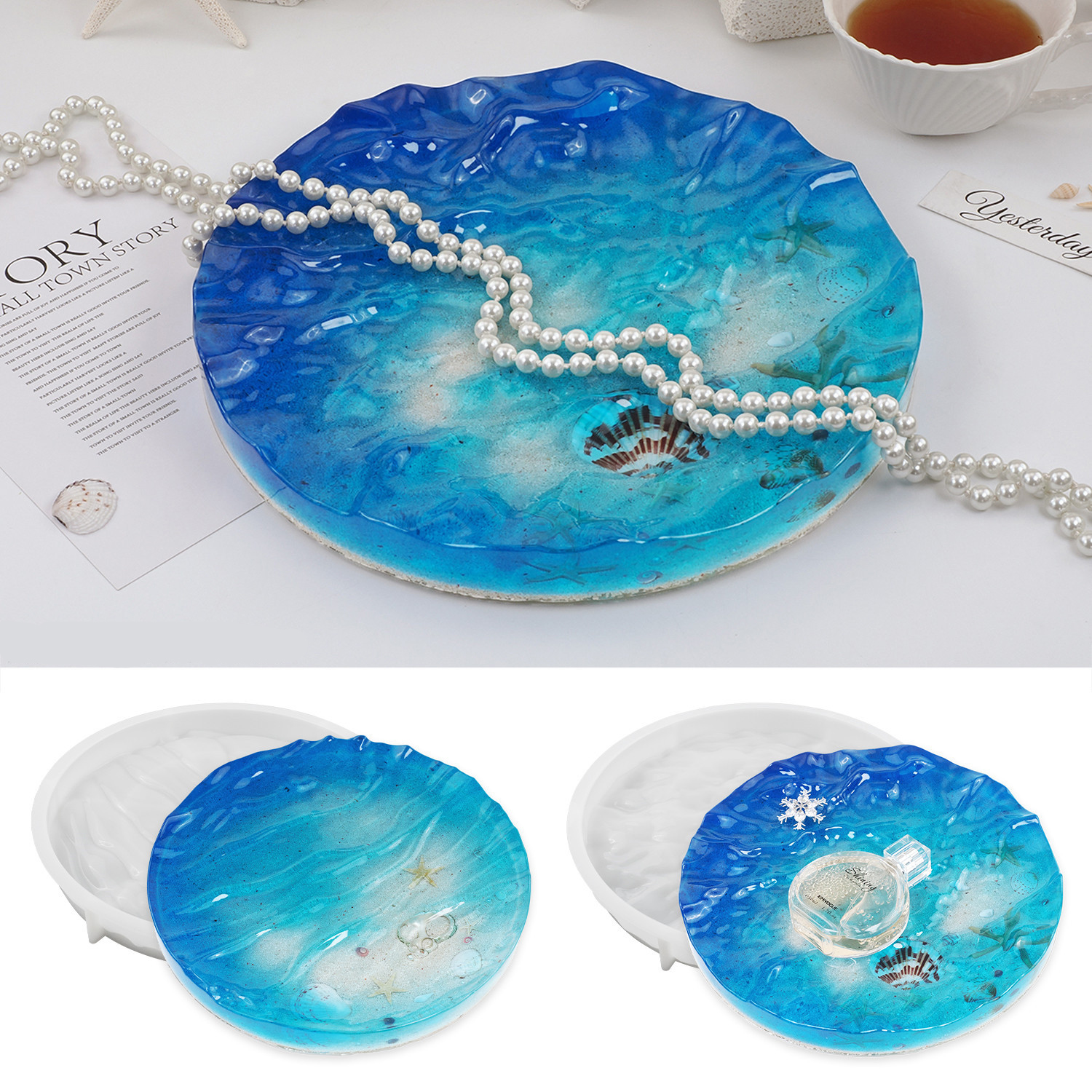 Sea Wave Tray Crystal Epoxy Re - Resin Ocean Wave Mold บทวิจารณ์และราคา