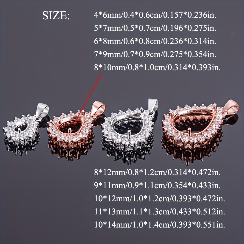 1pc Rose Golden Silvery Tear D - Bezels Set Pendant บทวิจารณ์และราคา