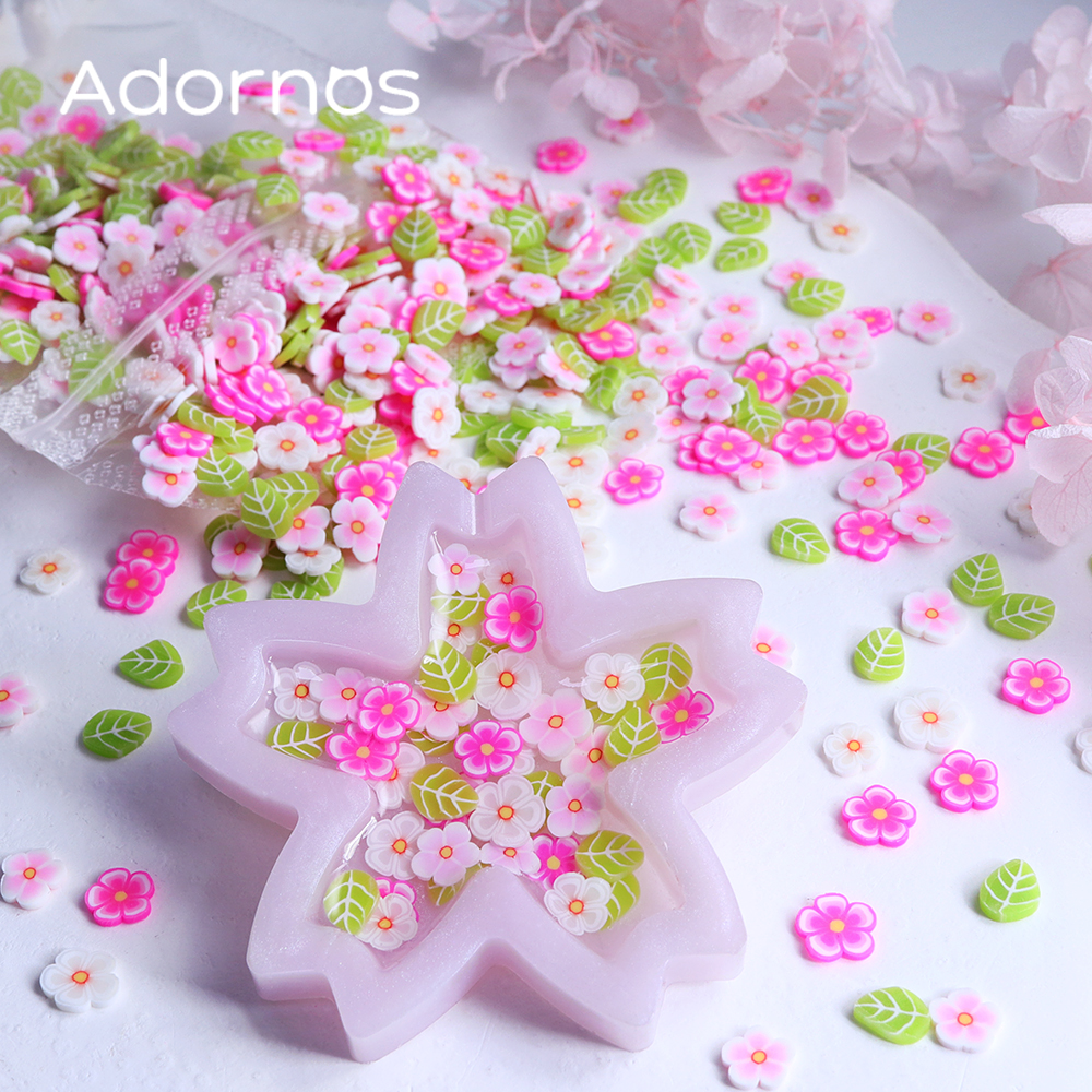 10g Pink Flowers Polymer Clay  - Gold Foil Flakes บทวิจารณ์และราคา