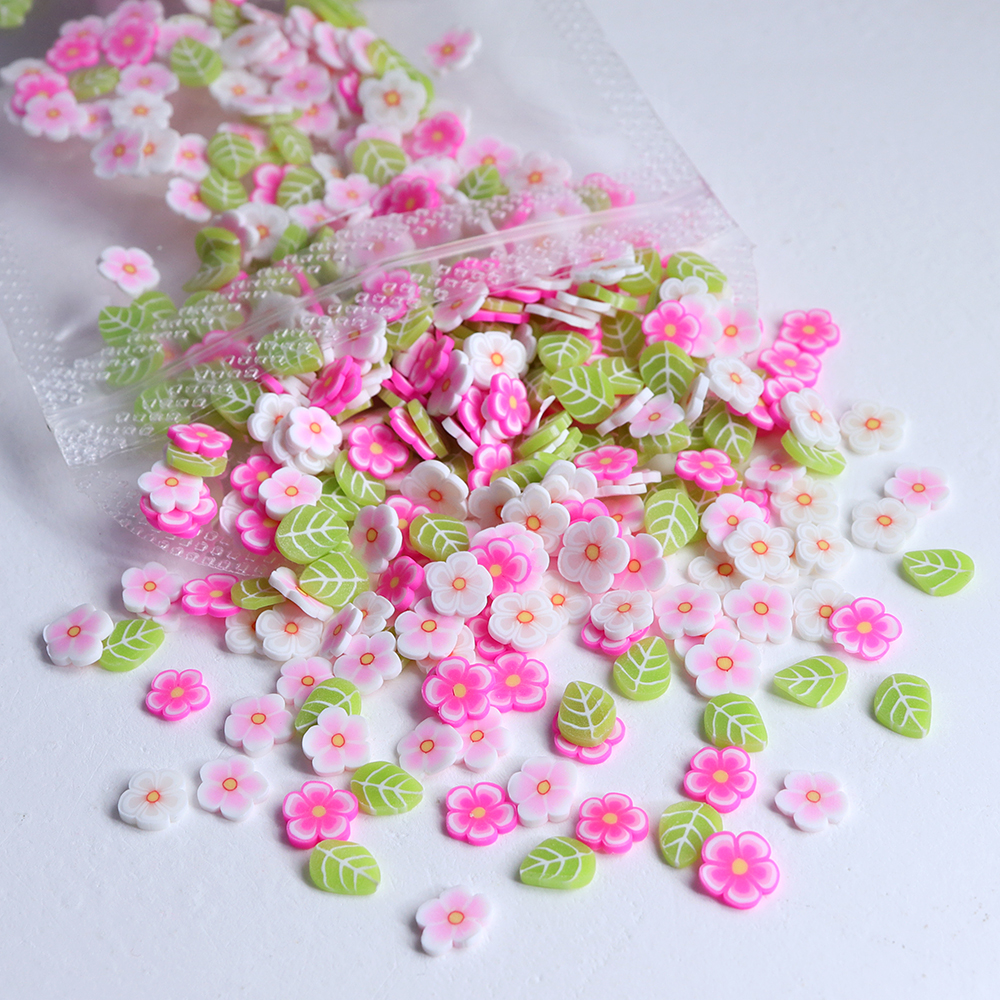 10g Pink Flowers Polymer Clay  - Gold Foil Flakes บทวิจารณ์และราคา