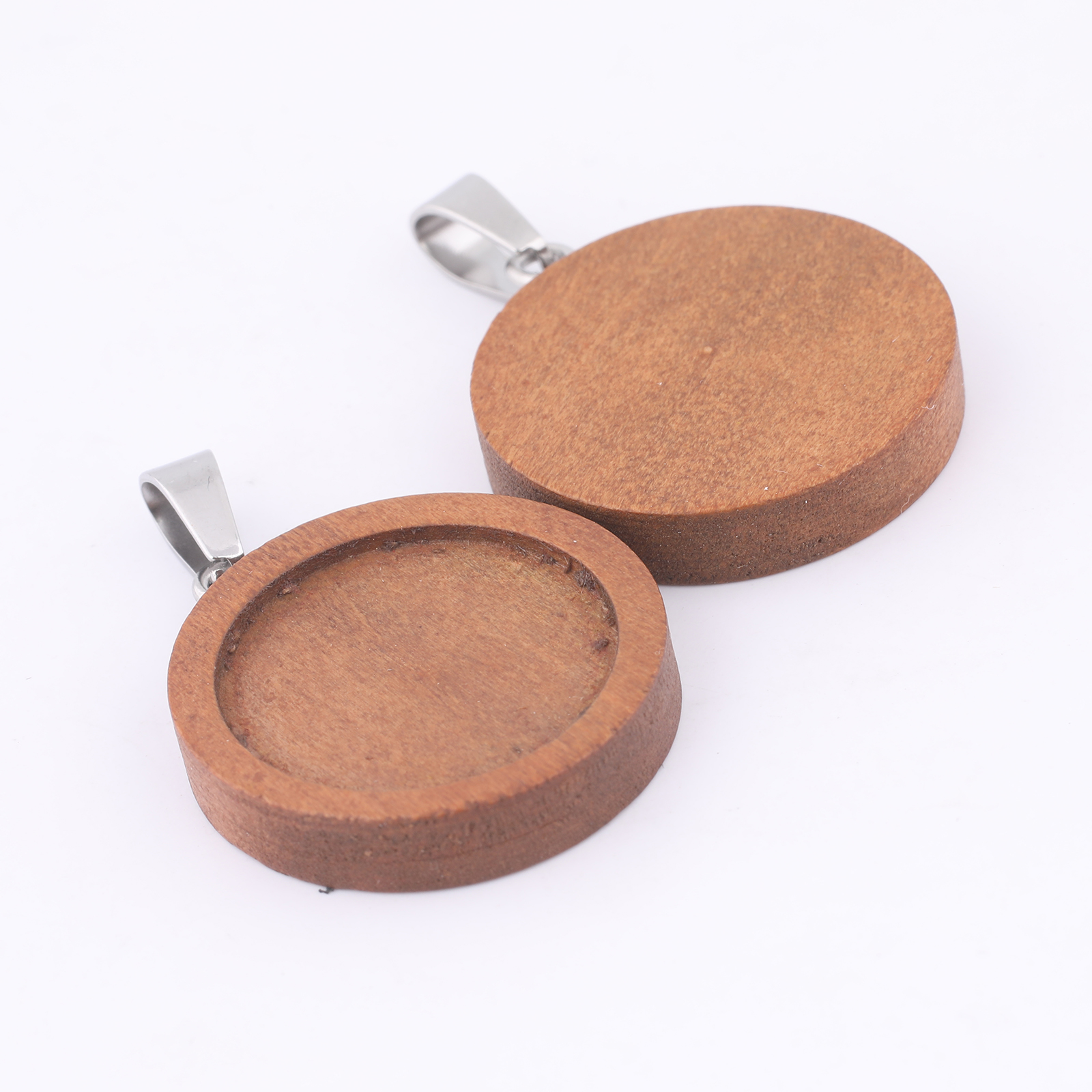 10pcs 20mm Round Wood Cabochon - Bezels Set Pendant บทวิจารณ์และราคา