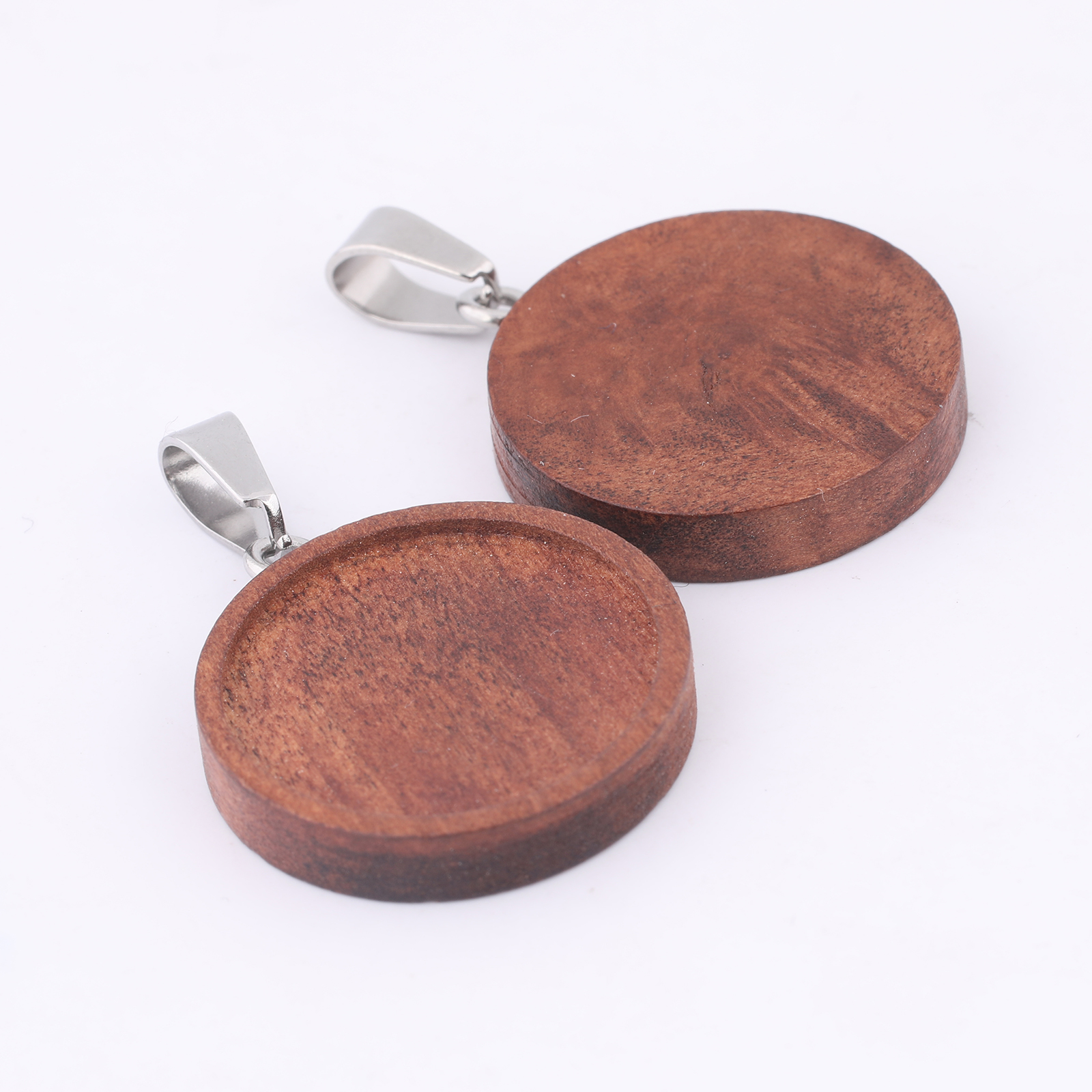 10pcs 20mm Round Wood Cabochon - Bezels Set Pendant บทวิจารณ์และราคา