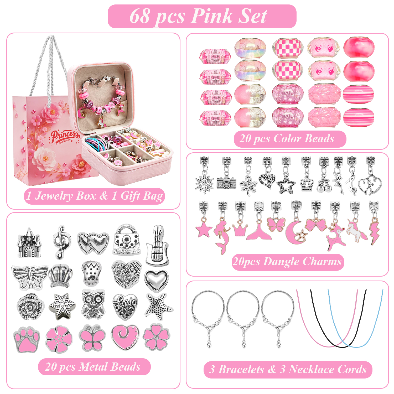 68pcs pink beaded jewelry set, - Resin Craft Kit บทวิจารณ์และราคา