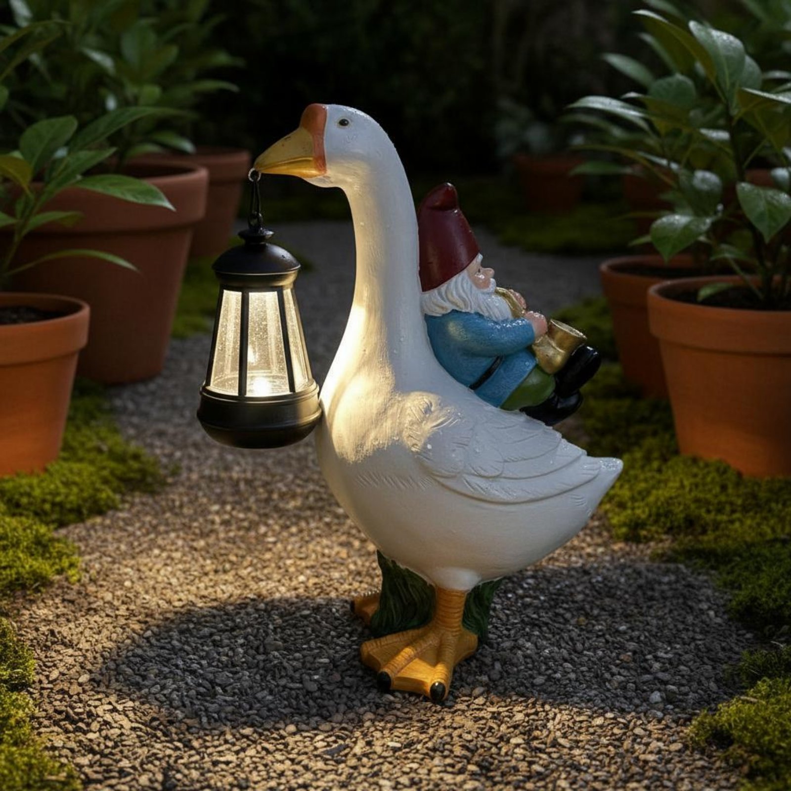 Gnome Riding Goose Statue Weat - Crafting Resin บทวิจารณ์และราคา