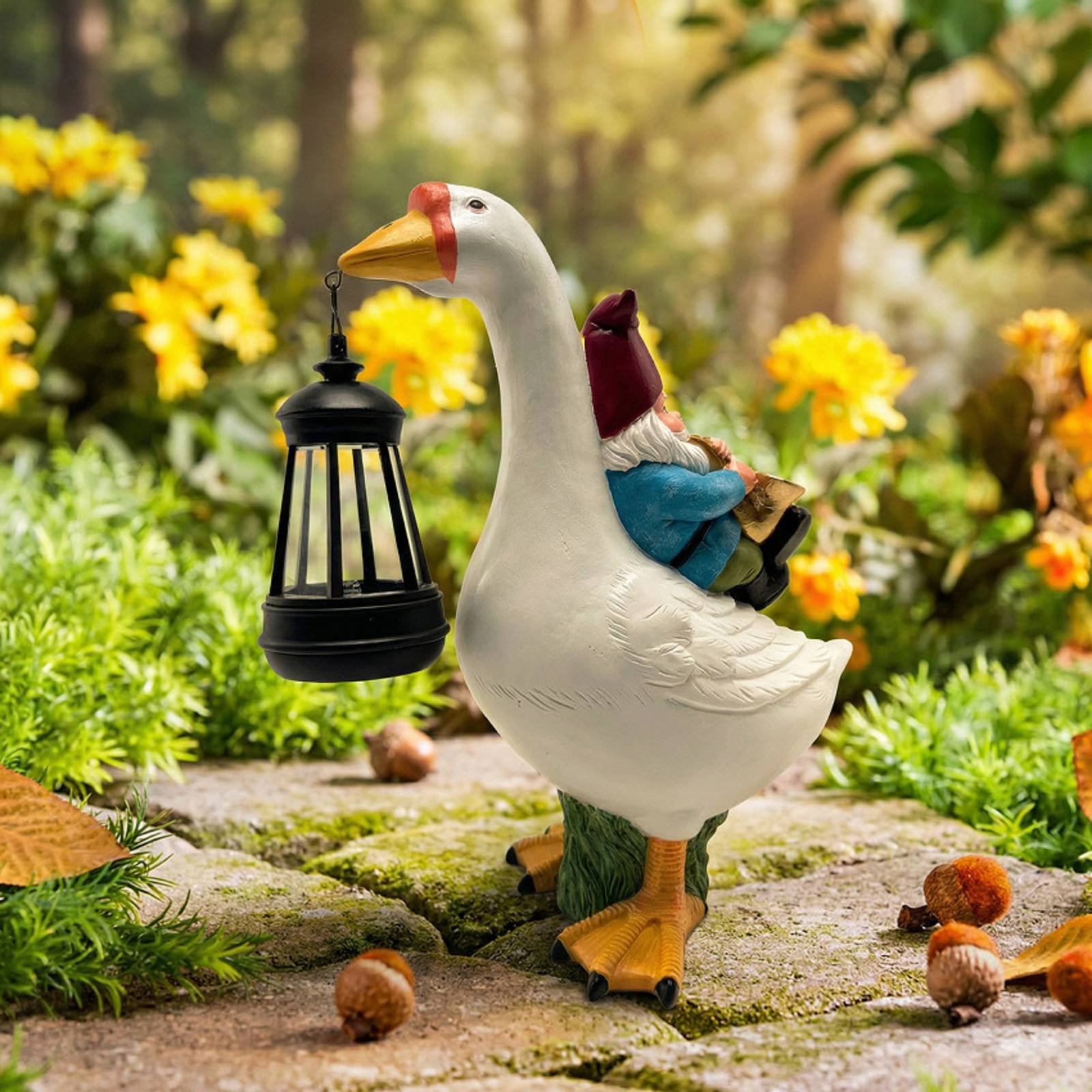 Gnome Riding Goose Statue Weat - Crafting Resin บทวิจารณ์และราคา