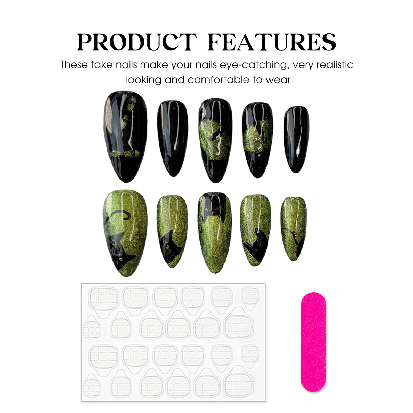 10pcs Handmade Press On Nails  - Resin Glitter Pack บทวิจารณ์และราคา