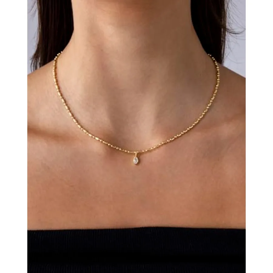 14K Gold Plated Dainty Tube Ba - Bezels Set Pendant บทวิจารณ์และราคา